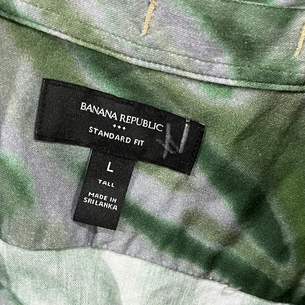 Banana Republic Resort Shirt Large Tall Floral Tropical Travel Camp Button Up